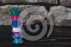 Stack of yarn bobbins