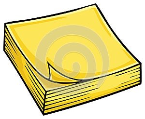 Stack of yellow blank sticky notes. Generative AI