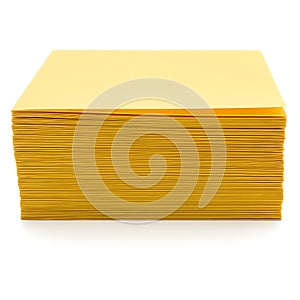 Stack of Yellow Envelopes on White Background
