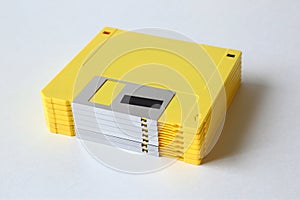 Stack of Yellow Floppy Computer Disks in Nice Condition