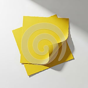 Stack of yellow post-it notes isolated on white background