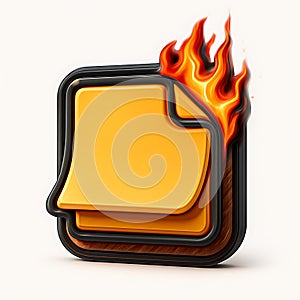 Stack of Yellow Sticky Notes on Fire Icon notepad paper