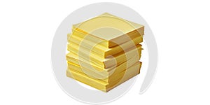 Stack Of Yellow Sticky Notes. Office Supplies And Organization Concept Isolated On Transparent Background
