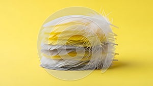 Stack of Yellow and White Feathers