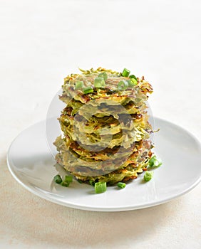 Stack of zucchini fritters