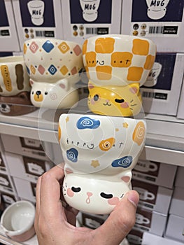 A stackable ceramic cup