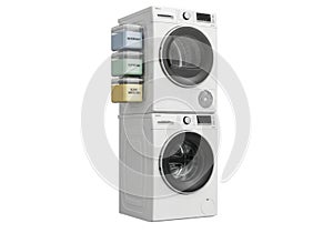Of stackable front load washer and dryer on