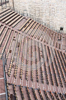 Stackable grandstand seating at an outdoor venue