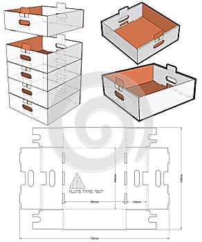 Stackable Retail Double Edge Box Internal measurement 30 x 30+ 10 and Die-cut Pattern