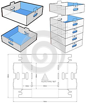 Stackable Retail Double Edge Box Internal measurement 30 x 30+ 10 and Die-cut Pattern