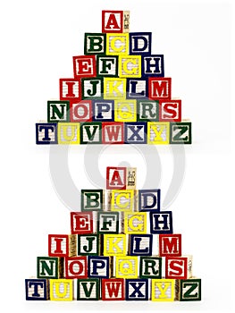 Stacked alphabet abc blocks child language spelling learning