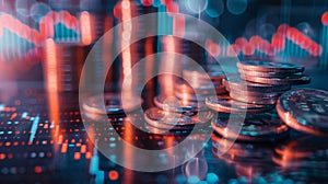 The Stacked Bitcoin Coins.AI generated image photo