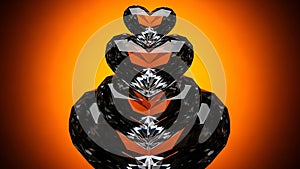 Stacked Black Geometric Hearts