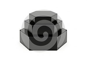 Stacked black hexagonal prisms