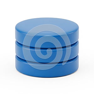 Stacked Blue Cylinders Representing Database or Data Storage on White Background server technology