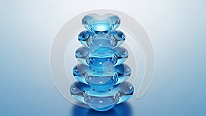 Stacked Blue Glass Hearts