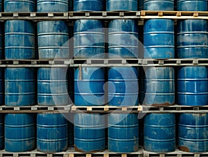 Stacked Blue Industrial Barrels