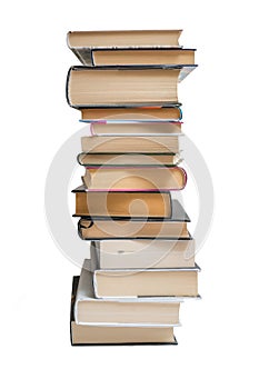 Stacked books isolated on white background