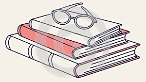 Stacked Books and Reading Glasses. Academic Study and Learning Vector Icon, vector design Generative AI