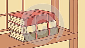 Stacked books on a shelf, perfect for libraries & learning, vector design Generative AI photo