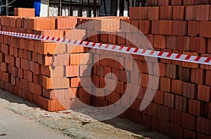 Stacked Bricks On A Construction Area