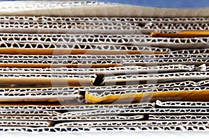 Stacked Cardboard Recycling Boxes In A Pile corrugated box diagonal close up stock photo copy space Paper cardboard, corrugated ca