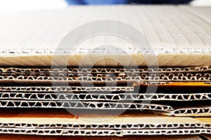 Stacked Cardboard Recycling Boxes In A Pile corrugated box diagonal close up stock photo copy space Paper cardboard, corrugated ca