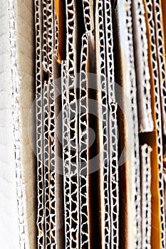 Stacked Cardboard Recycling Boxes In A Pile corrugated box vertical close up stock photo copy space Paper cardboard, corrugated ca