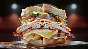 Stacked Chicken and Bacon Club Sandwich - Illustration