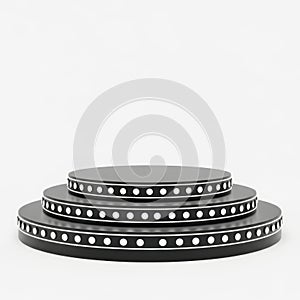 Stacked circular objects isolated on white background