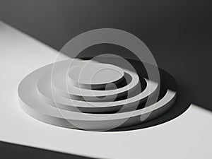 Stacked circular objects in monochrome