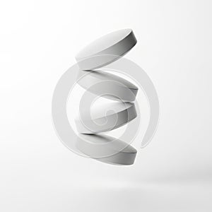 Stacked circular objects in white