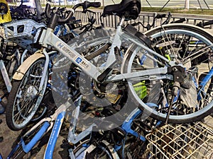 Stacked city public bicycles