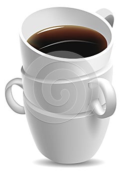 Stacked coffee cups with black coffee