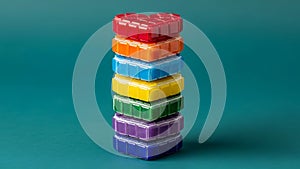 Stacked colorful blocks in heart shape