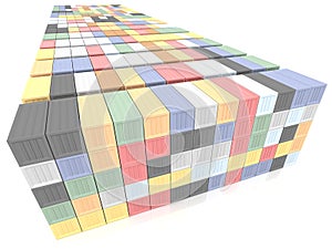 Stacked Colorful Cargo Containers. Industrial and Transportation