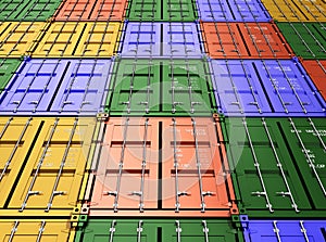 Stacked Colorful Cargo Containers Industrial and Transportation