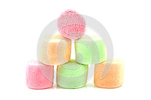 Stacked colorful marshmallows