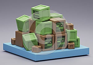 Stacked Computer Servers Hosting Data in an Organized Pile