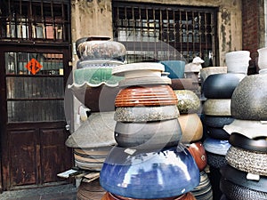 Stacked Containers For Sale At Market