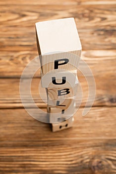 stacked cubes with word publish on