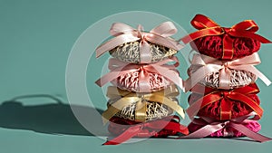 Stacked Decorative Balls with Ribbons
