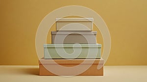Stacked Decorative Gift Boxes In Pastel Tones