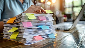 Office Desk with Paperwork.AI generated image