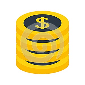 Stacked dollar coins money finance