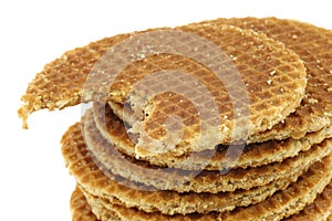 Stacked Dutch waffles called a stroopwafel