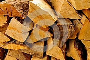 Stacked firewood detail