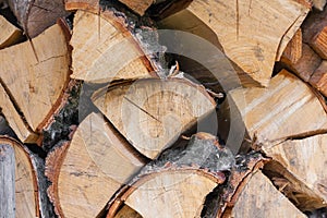 Stacked firewoods texture, background
