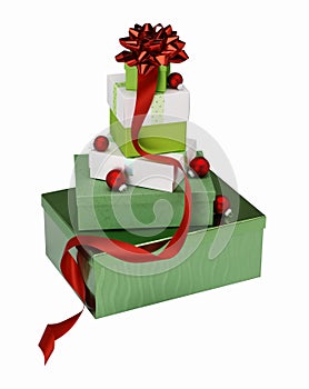 Stacked Christmas gift boxes