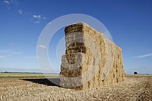 Stacked hay bales